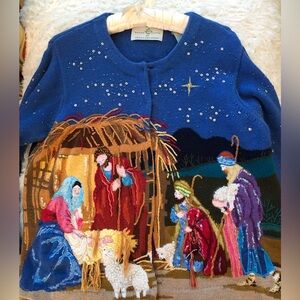 Design Options by Philip & Jane Gordon Nativity Scene Christmas Sweater Size M